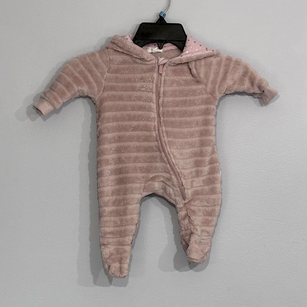 Tahari | Baby Girls Soft Pink Fleece Zip Sleeper Size 0-3M